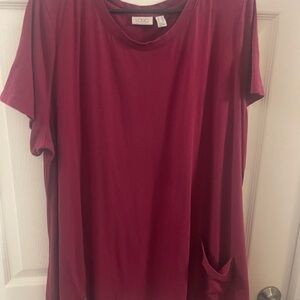 LOGO by Lori Goldstein Women's Burgundy Top